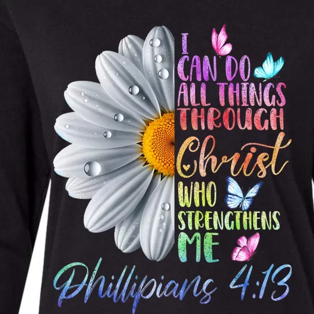 I Can Do All Things Through Christ Religious Butterfly Art Womens Cotton Relaxed Long Sleeve T-Shirt