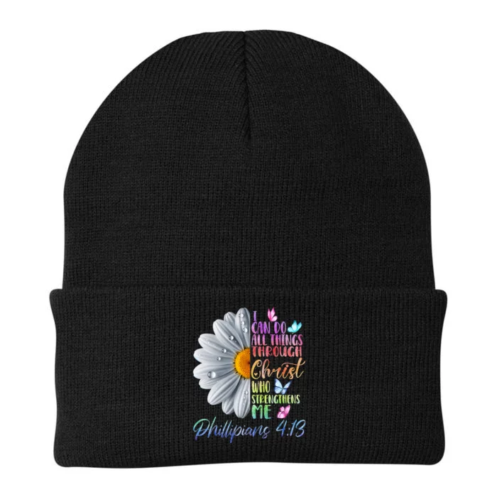 I Can Do All Things Through Christ Religious Butterfly Art Knit Cap Winter Beanie