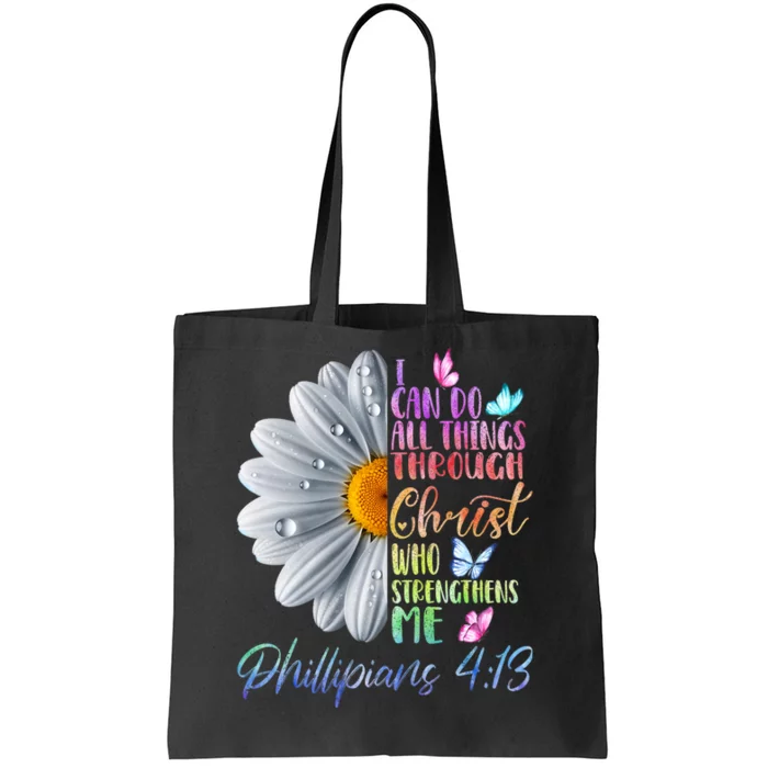 I Can Do All Things Through Christ Religious Butterfly Art Tote Bag