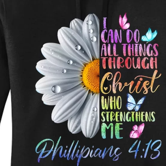 I Can Do All Things Through Christ Butterfly Art Religious Women's Pullover Hoodie