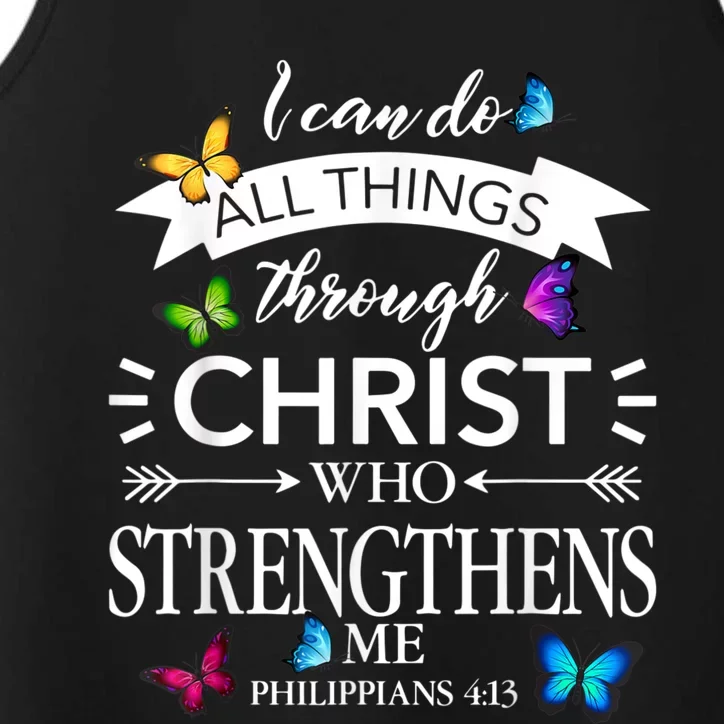 I Can Do All Things Through Christ Butterfly Art Religious Performance Tank