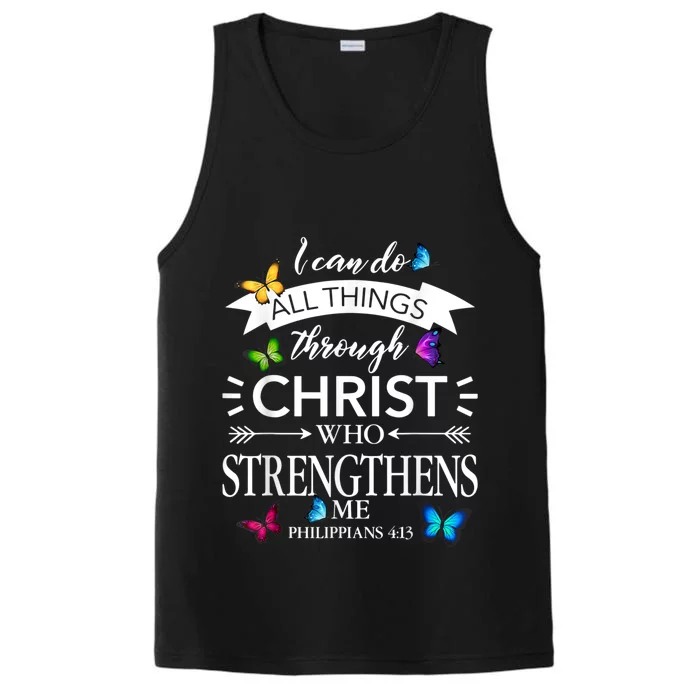 I Can Do All Things Through Christ Butterfly Art Religious Performance Tank