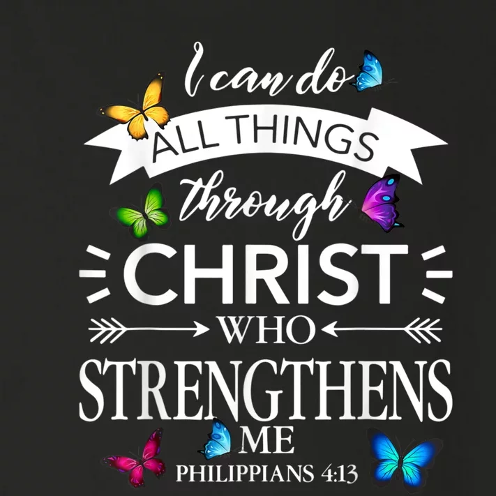 I Can Do All Things Through Christ Butterfly Art Religious Toddler Long Sleeve Shirt