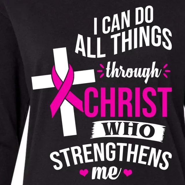 I Can Do All Things Through Christ Who Strengthens Me Breast Cancer Womens Cotton Relaxed Long Sleeve T-Shirt