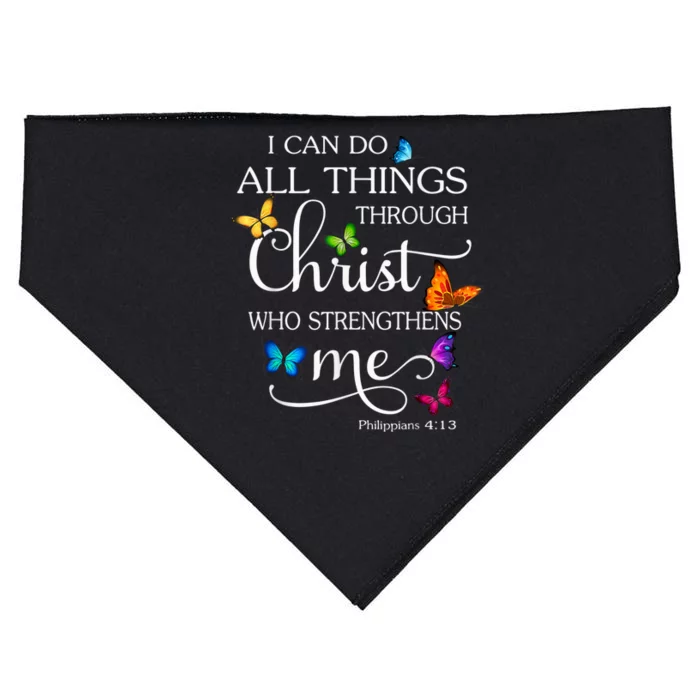 I Can Do All Things Through Christ Butterfly Art Religious USA-Made Doggie Bandana