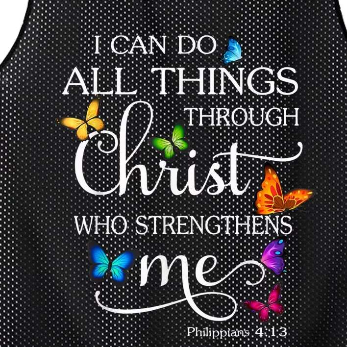 I Can Do All Things Through Christ Butterfly Art Religious Mesh Reversible Basketball Jersey Tank