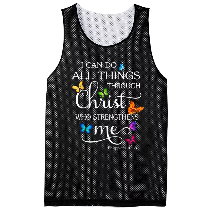 I Can Do All Things Through Christ Butterfly Art Religious Mesh Reversible Basketball Jersey Tank