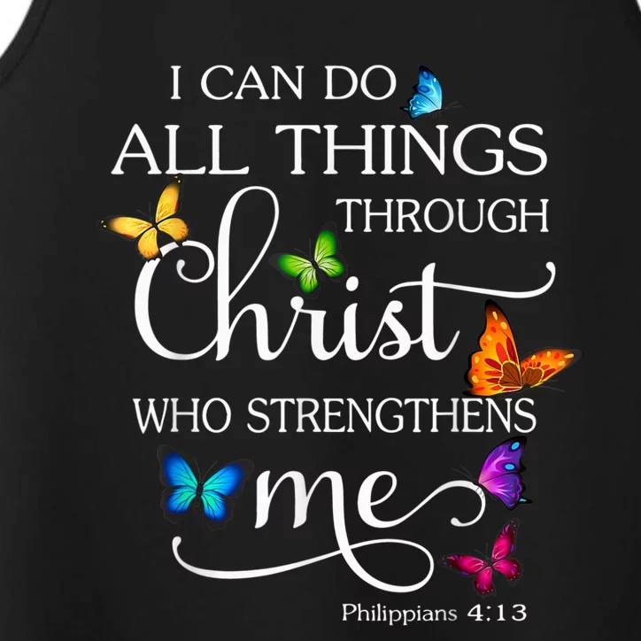 I Can Do All Things Through Christ Butterfly Art Religious Performance Tank