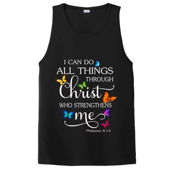 I Can Do All Things Through Christ Butterfly Art Religious Performance Tank