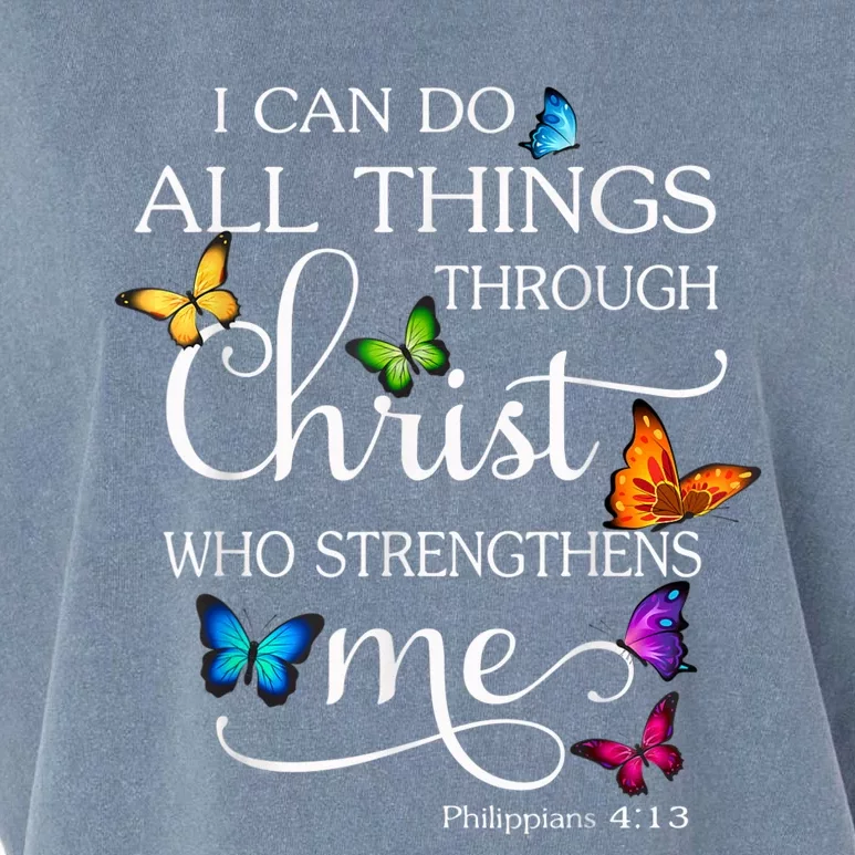 I Can Do All Things Through Christ Butterfly Art Religious Garment-Dyed Women's Muscle Tee