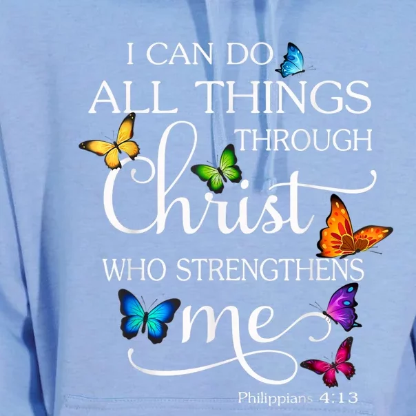 I Can Do All Things Through Christ Butterfly Art Religious Unisex Surf Hoodie