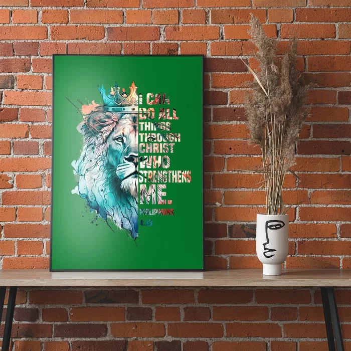 I Can Do All Things Through Christ Lion Faith Christian Poster