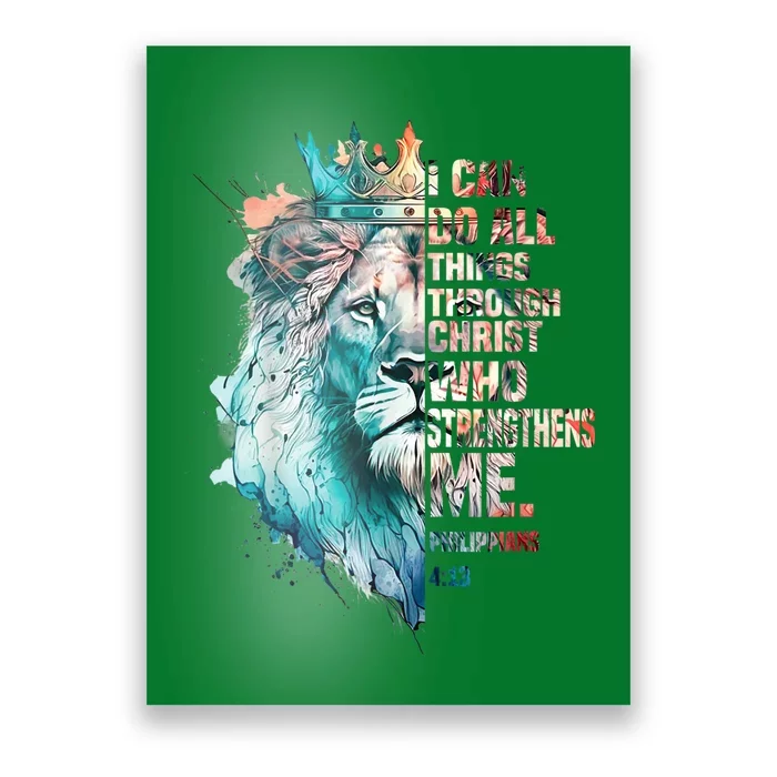 I Can Do All Things Through Christ Lion Faith Christian Poster