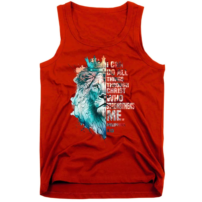 I Can Do All Things Through Christ Lion Faith Christian Tank Top