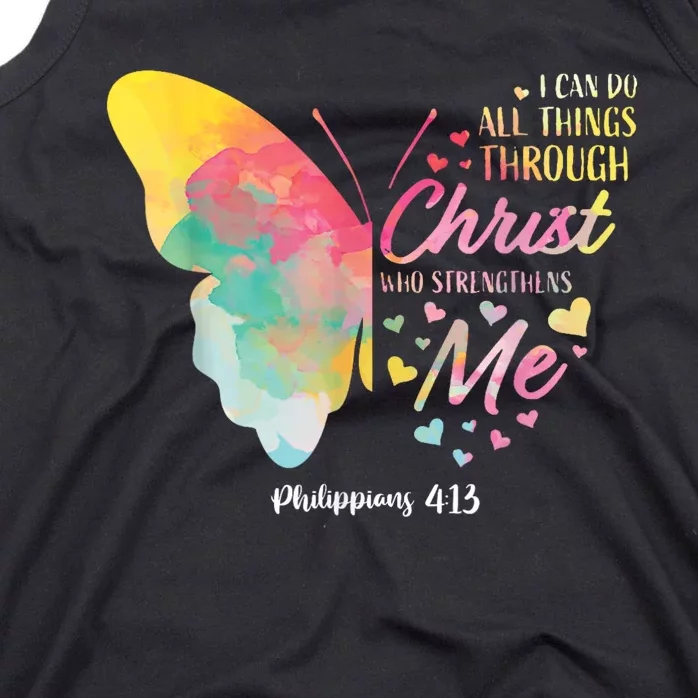 I Can Do All Things Through Christ Religous Bible Butterfly Tank Top