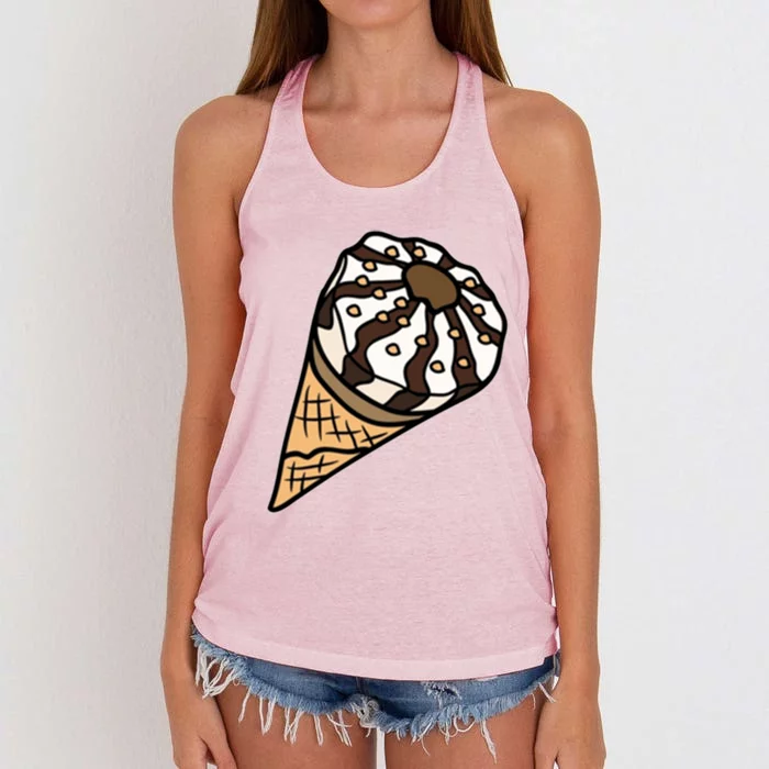 Ice Cream Day Design Ice Cream Party Cool Gift Women's Knotted Racerback Tank