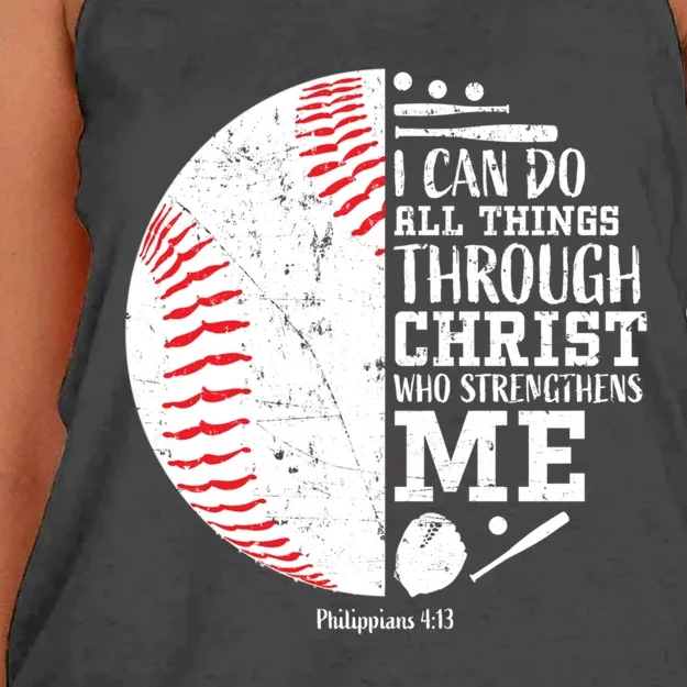 I Can Do All Things Baseball Gifts Teen Boy Women's Knotted Racerback Tank