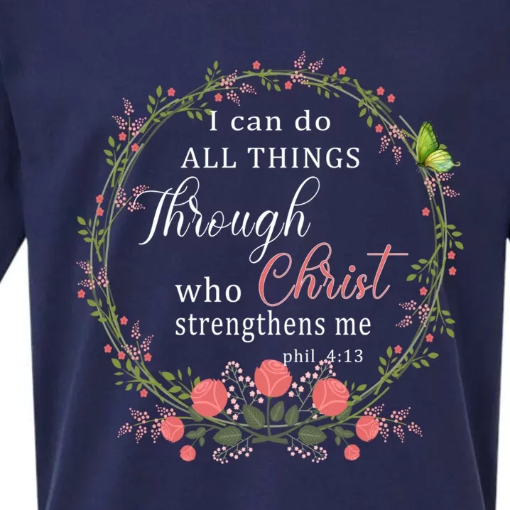 I Can Do All Things Through Christ Butterfly Art Gift Religious Gift Sueded Cloud Jersey T-Shirt