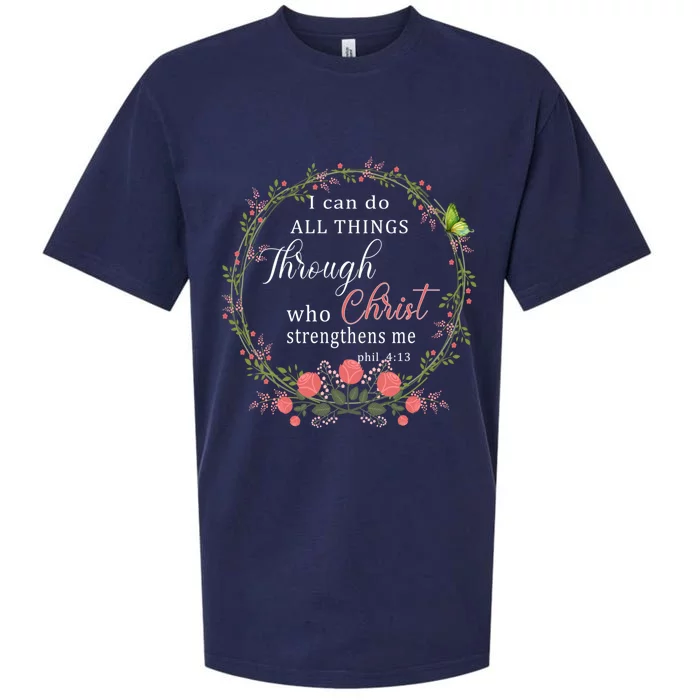 I Can Do All Things Through Christ Butterfly Art Gift Religious Gift Sueded Cloud Jersey T-Shirt