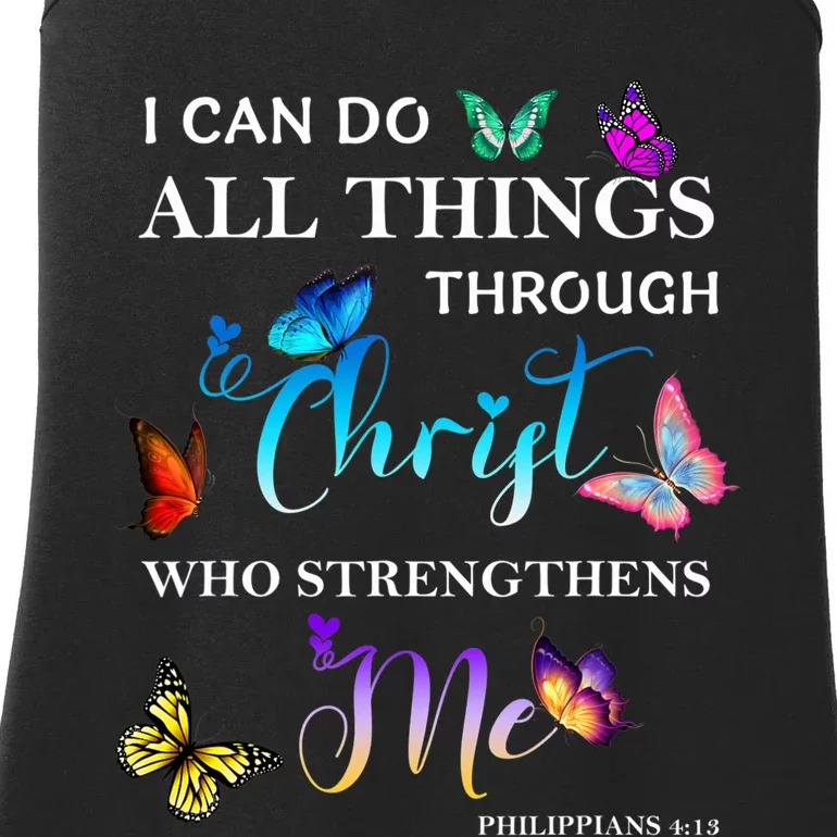 I Can Do All Things Through Christ Butterfly Art Religious Ladies Essential Tank