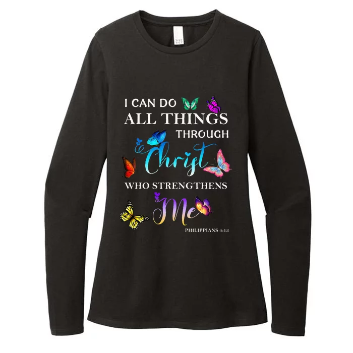 I Can Do All Things Through Christ Butterfly Art Religious Womens CVC Long Sleeve Shirt