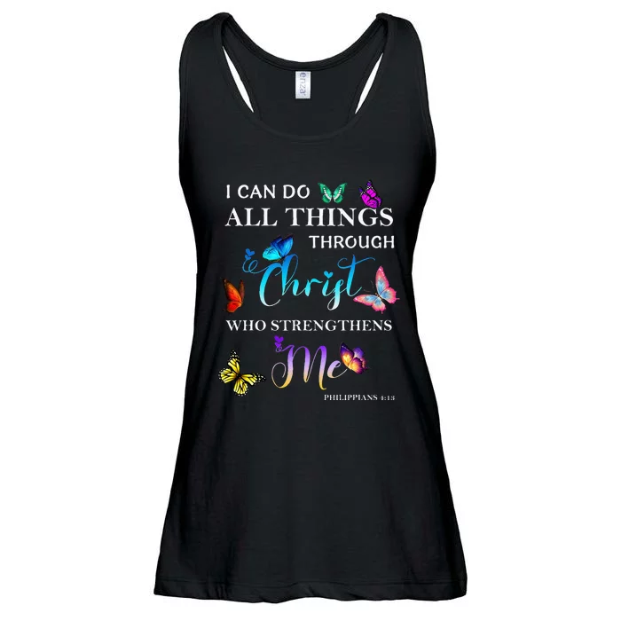 I Can Do All Things Through Christ Butterfly Art Religious Ladies Essential Flowy Tank