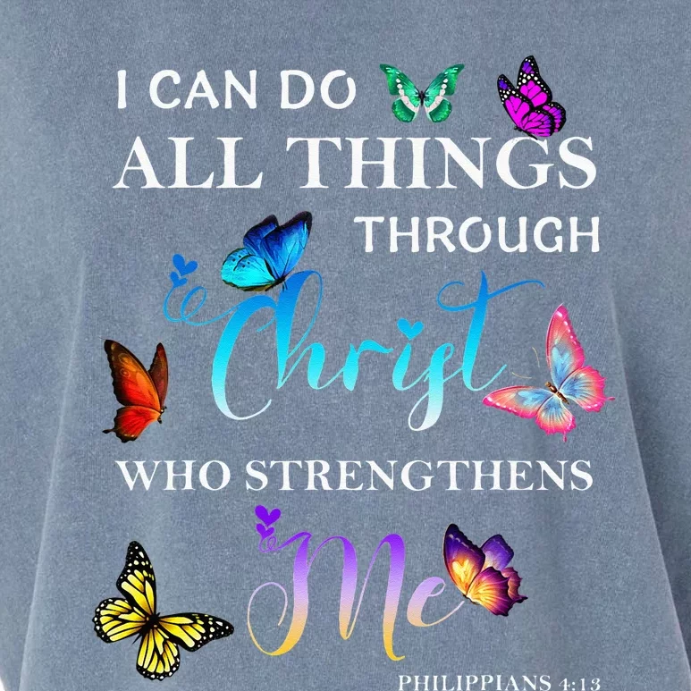 I Can Do All Things Through Christ Butterfly Art Religious Garment-Dyed Women's Muscle Tee