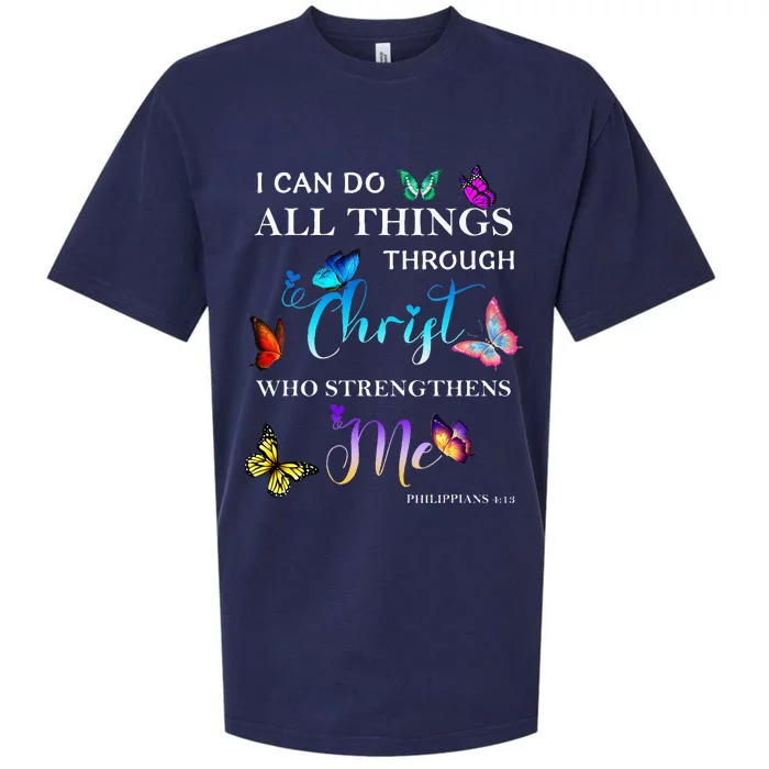 I Can Do All Things Through Christ Butterfly Art Religious Sueded Cloud Jersey T-Shirt