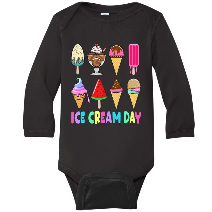 Ice Cream Day Ice Cream Party Baby Long Sleeve Bodysuit