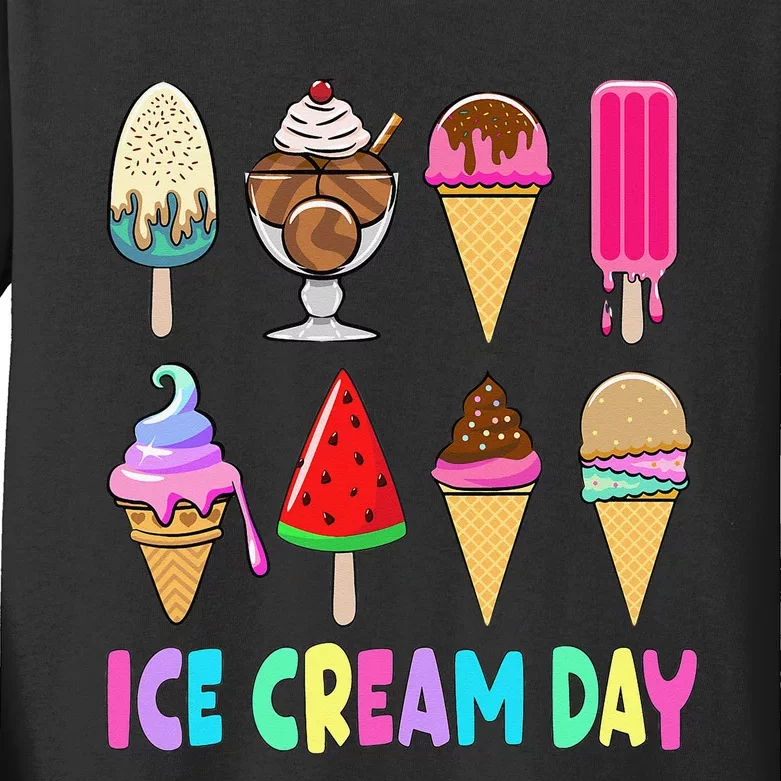 Ice Cream Day Ice Cream Party Kids Long Sleeve Shirt