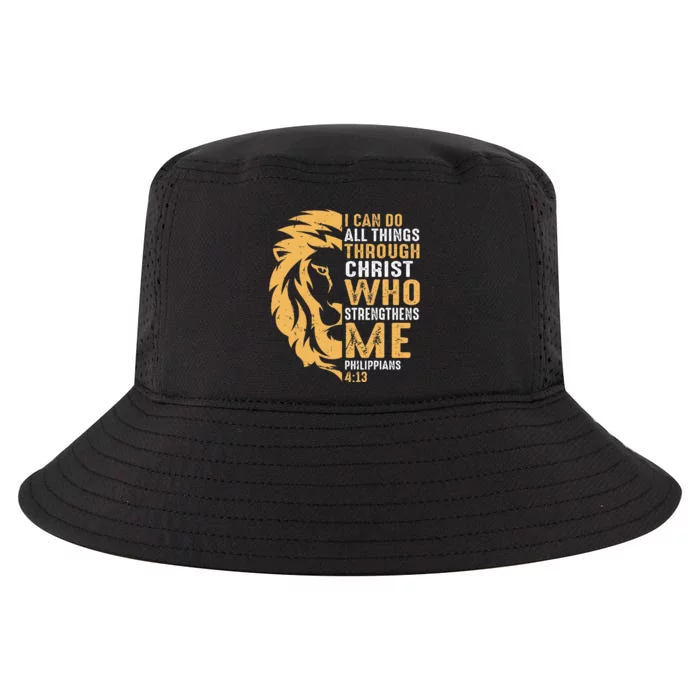 I Can Do All Things Through Christ Lion Faith Cool Comfort Performance Bucket Hat