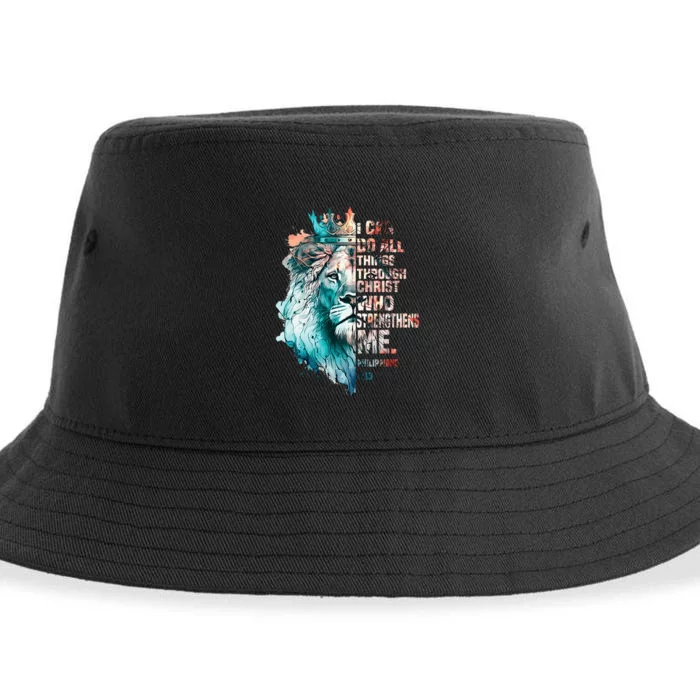 I Can Do All Things Through Christ Lion Faith Christian Sustainable Bucket Hat