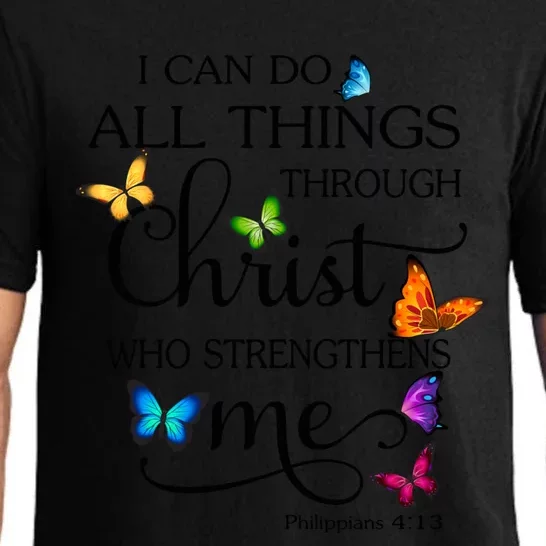 I Can Do All Things Through Christ Butterfly Art Religious Gift Pajama Set