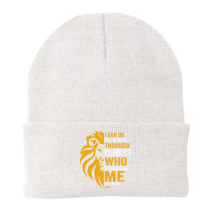 I Can Do All Thing Through Christ Lion Philippians Faith Knit Cap Winter Beanie