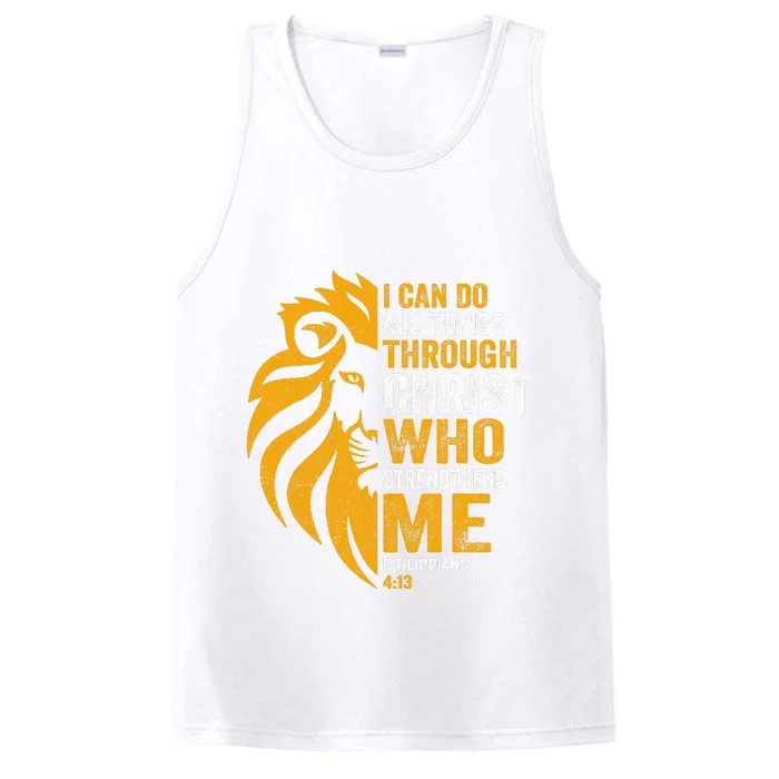 I Can Do All Thing Through Christ Lion Philippians Faith Performance Tank