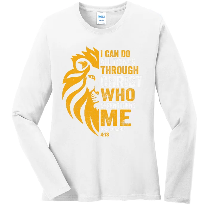 I Can Do All Thing Through Christ Lion Philippians Faith Ladies Long Sleeve Shirt