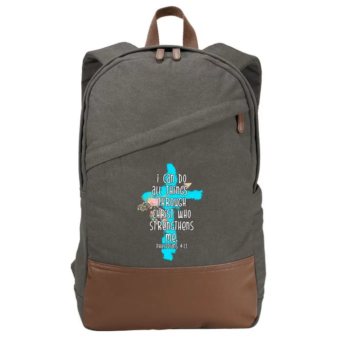 I Can Do All Things Through Christ Philippians 4:13 Bible Verse Cotton Canvas Backpack