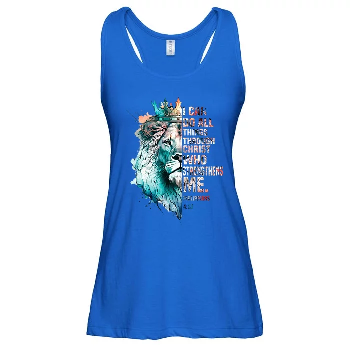 I Can Do All Things Through Christ Lion Faith Christian Ladies Essential Flowy Tank