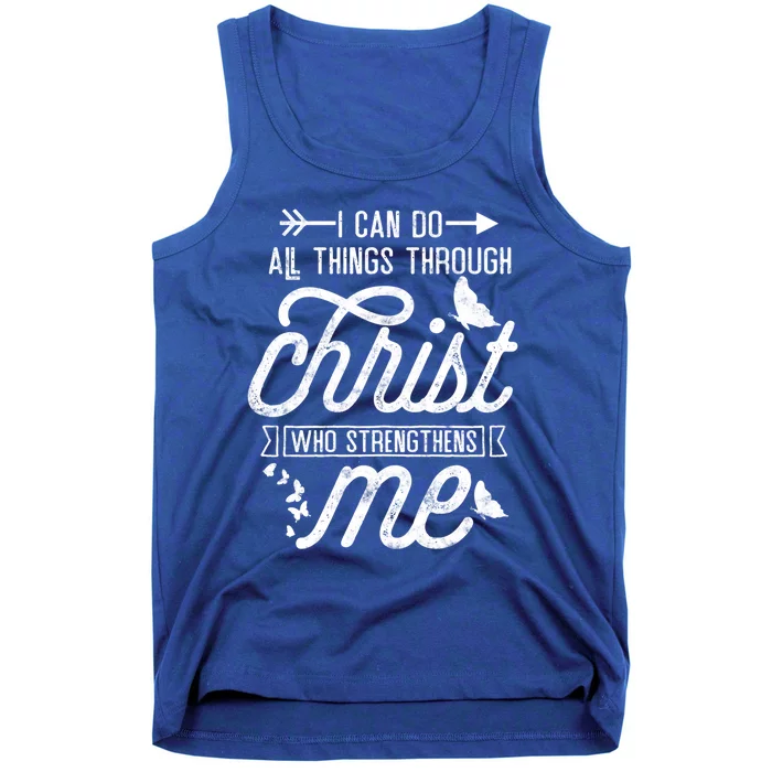 I Can Do All Things Through Christ Butterfly Art Religious Gift Tank Top