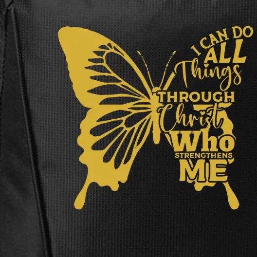 I Can Do All Things Through Christ Butterfly Art Religious Gift City Backpack