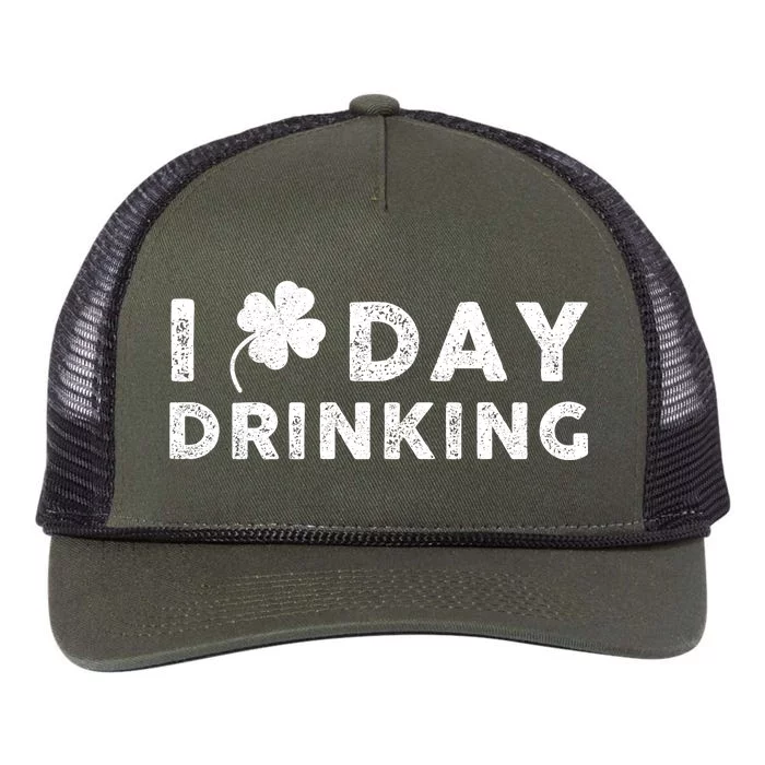 I Clover Day Drinking St Patrick Day Funny Retro Rope Trucker Hat Cap