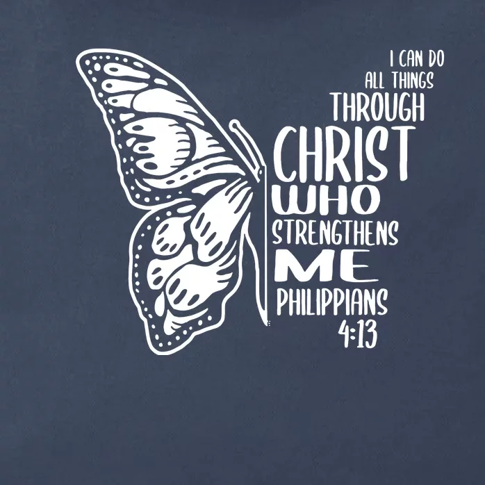 I Can Do All Things Through Christ Butterfly Zip Tote Bag