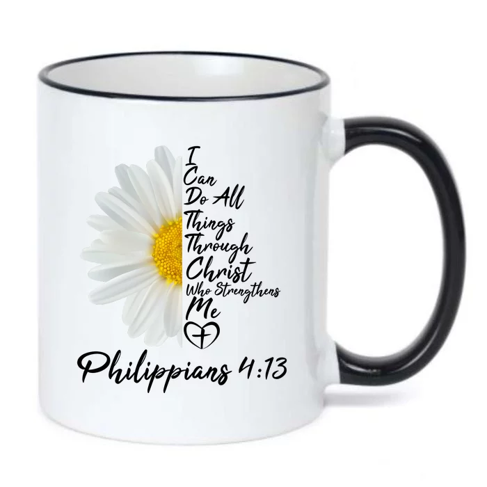 I Can Do All Things Through Christ Who Strengthens Me Philippian 4 13 Flower Black Color Changing Mug