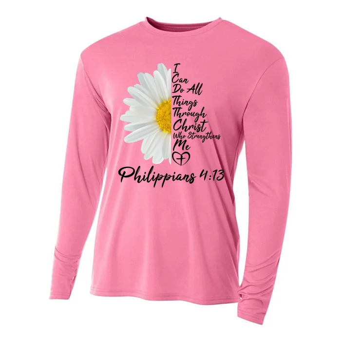 I Can Do All Things Through Christ Who Strengthens Me Philippian 4 13 Flower Cooling Performance Long Sleeve Crew