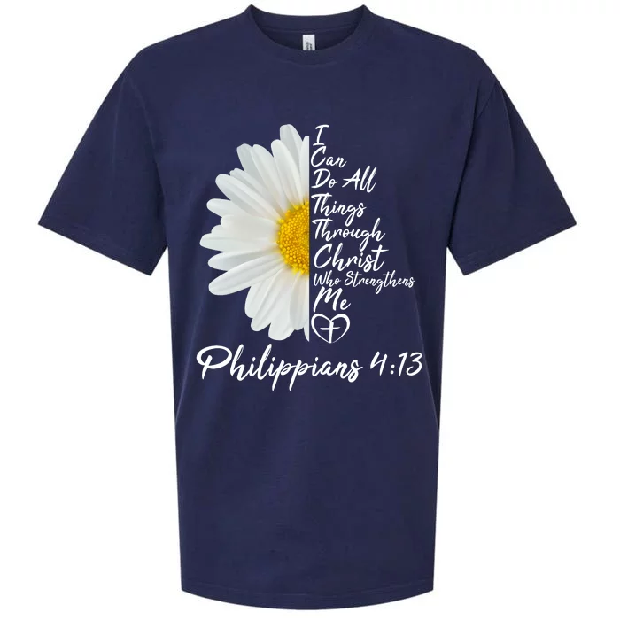 I Can Do All Things Through Christ Who Strengthens Me Philippian 4 13 Flower Sueded Cloud Jersey T-Shirt