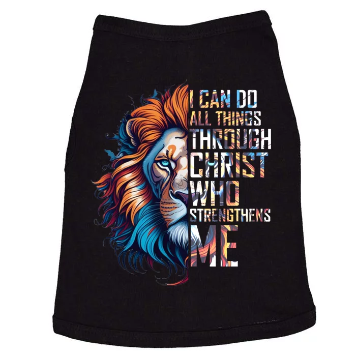 I Can Do All Things Through Christ Lion Faith Religious Doggie Tank