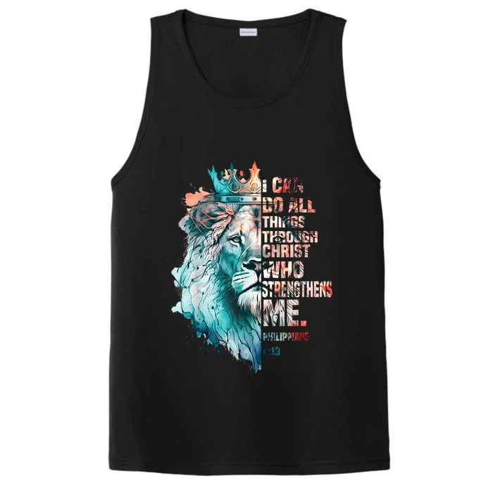 I Can Do All Things Through Christ Lion Faith Christian Performance Tank