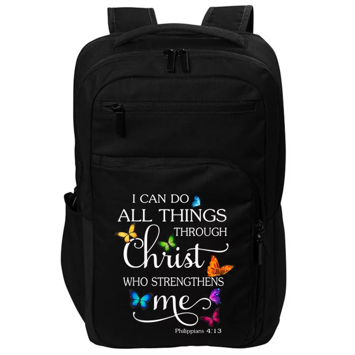 I Can Do All Things Through Christ Butterfly Art Religious Impact Tech Backpack