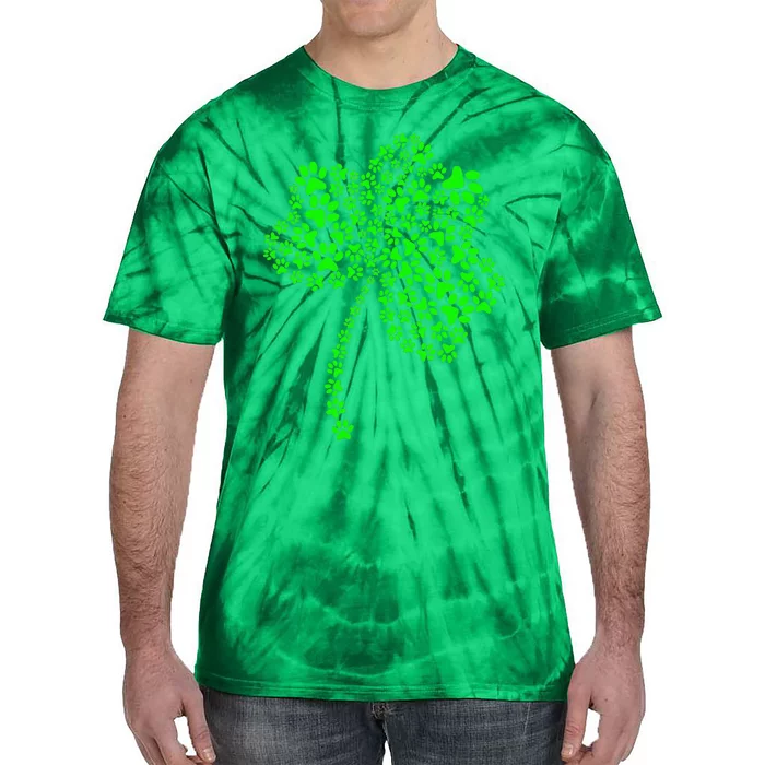 Irish Cute Dog Paw Clovers St Patrick's Day Lucky Shamrock Tie-Dye T-Shirt