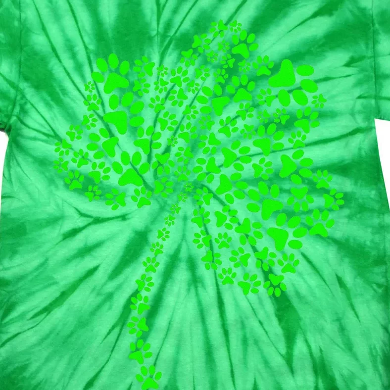 Irish Cute Dog Paw Clovers St Patrick's Day Lucky Shamrock Tie-Dye T-Shirt